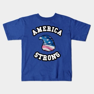 🦅 America Strong, 1776, Eagle Head Flag, Patriotic Kids T-Shirt